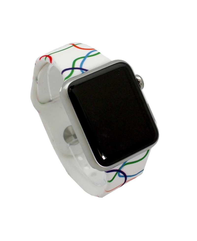 Olivia Pratt White & Colorful Stripes Printed Silicone Apple Watch Band