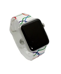 Olivia Pratt White & Colorful Stripes Printed Silicone Apple Watch Band