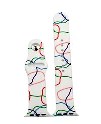 Olivia Pratt White & Colorful Stripes Printed Silicone Apple Watch Band