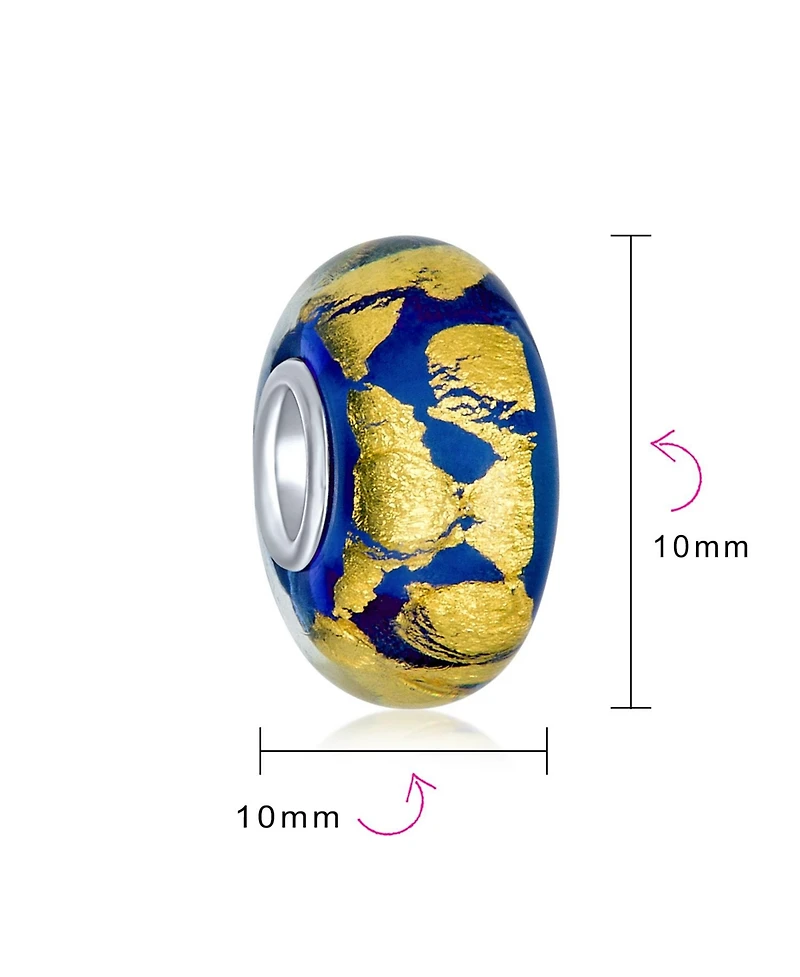 Bling Jewelry Murano Glass Charm Bead Red Green Purple Blue Gold Foil for European Bracelet
