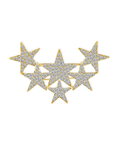 Bling Jewelry Large Statement Celestial Patriotic Usa Rock Star Crystal Stars Brooch Pin