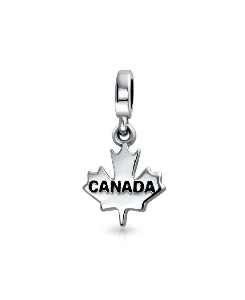 Bling Jewelry Canadian Maple Leaf Dangle Charm Bead European Bracelet Oxidized Silver