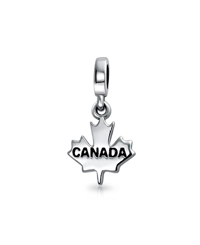 Bling Jewelry Canadian Maple Leaf Dangle Charm Bead European Bracelet Oxidized Silver