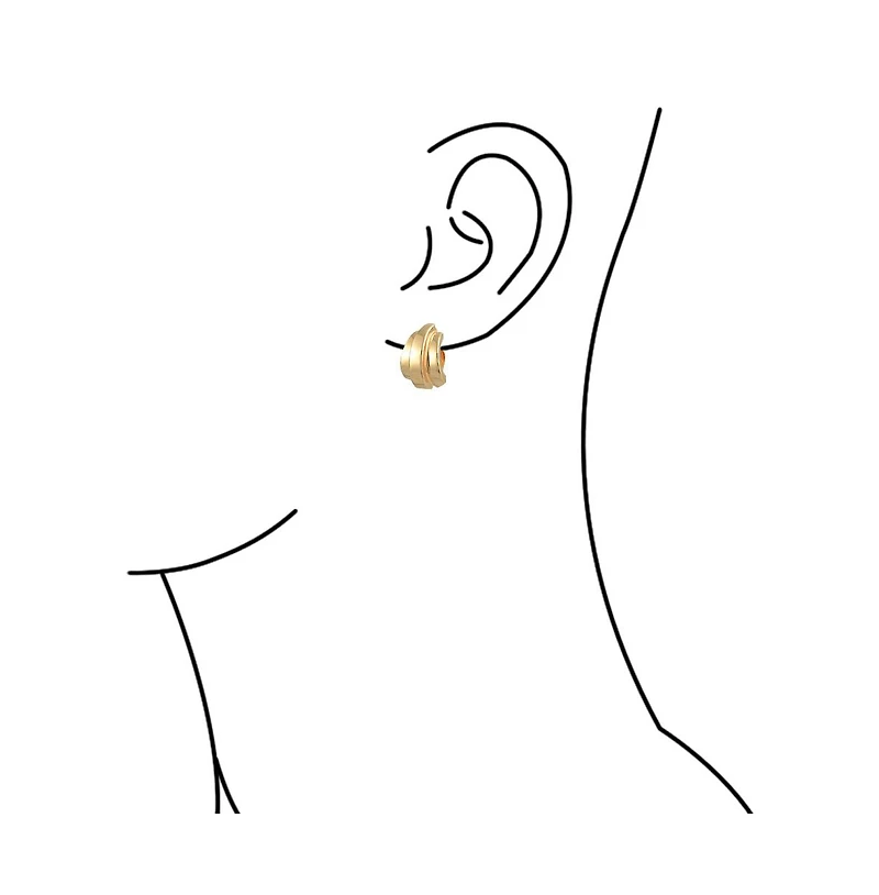 Bling Jewelry Geometric Shrimp Half Hoop Clip On Earrings For Non Pierced Ears Polished Yellow Gold Plated