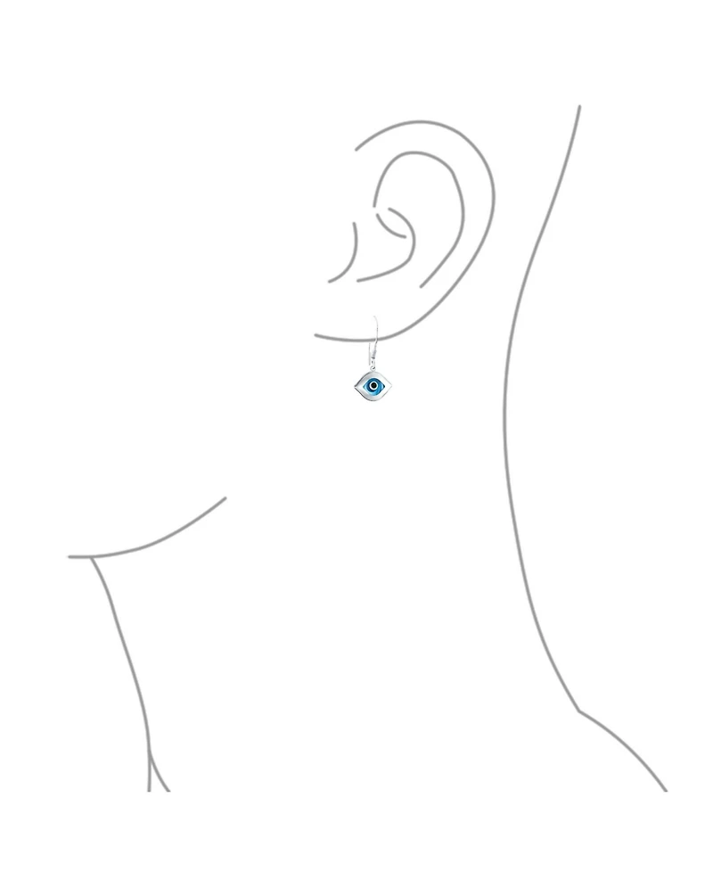 Bling Jewelry Turkish Blue Nazar Evil Eye Dangle Earrings Murano Glass & Sterling Silver Hooks