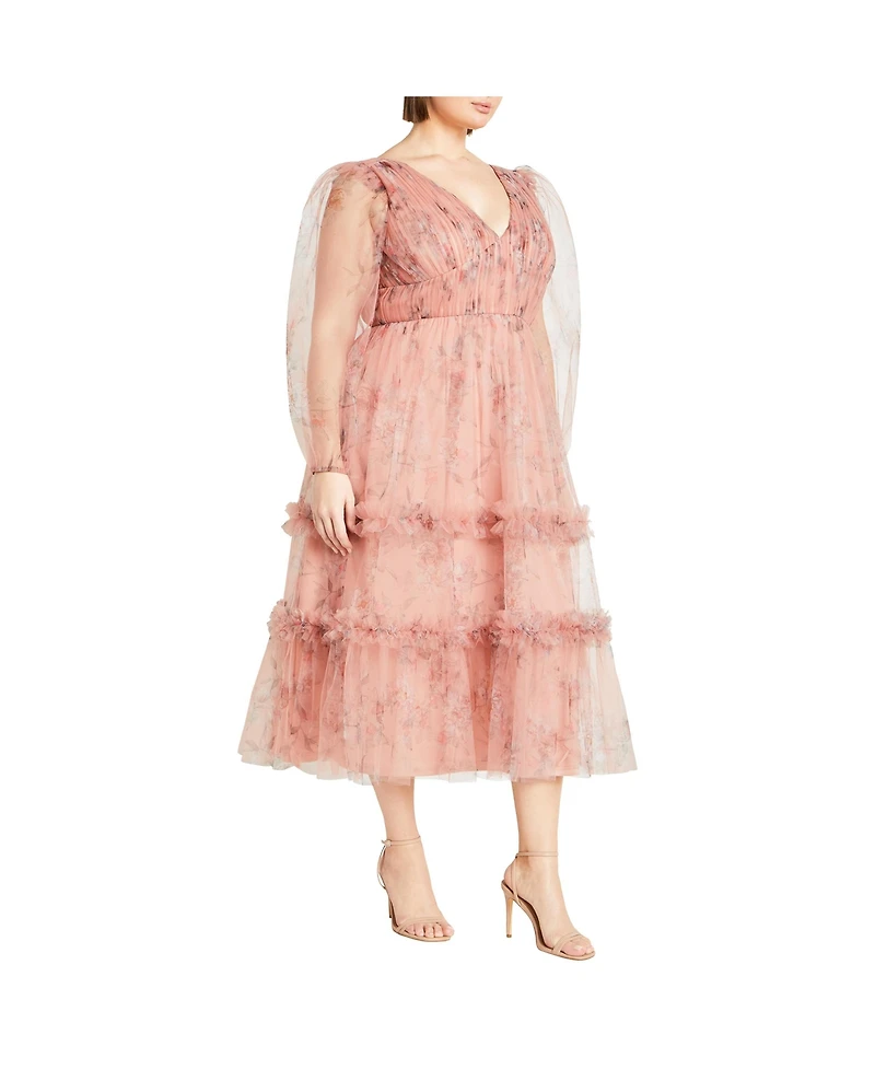 Plus Kitty Print Midi Dress
