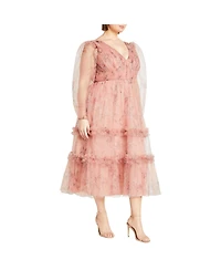 Plus Kitty Print Midi Dress