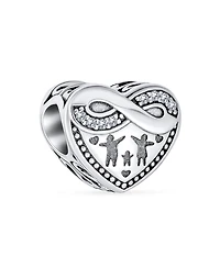 Bling Jewelry Cz Accent Loving Family Heart Charm Bead Wife Sterling Silver European Bracelet