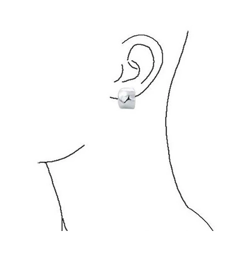 Bling Jewelry Geometric Hammered Dome Half Hoop Clip-On Earrings For Non-Pierced Ears