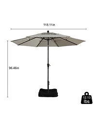 10 Ft Patio Umbrella 3-Tier Outdoor Table Large Pool For Deck, Pool, Garden, Patio-Red