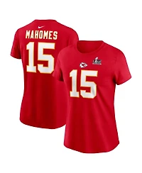 Nike Women's Patrick Mahomes Red Kansas City Chiefs Super Bowl Lix Name Number T-Shirt