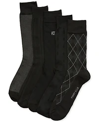 Perry Ellis Portfolio Men's Flat Knit Dress Crew Socks, 5-pack