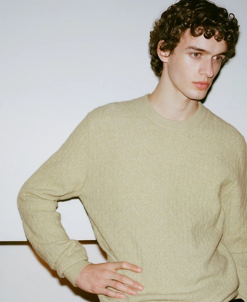 Mango Men's Slim-Fit Braided Knit Sweater