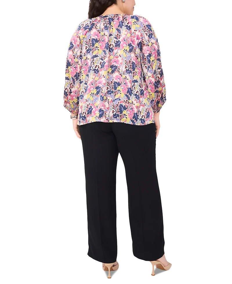 Vince Camuto Plus Printed Raglan-Sleeve Blouse