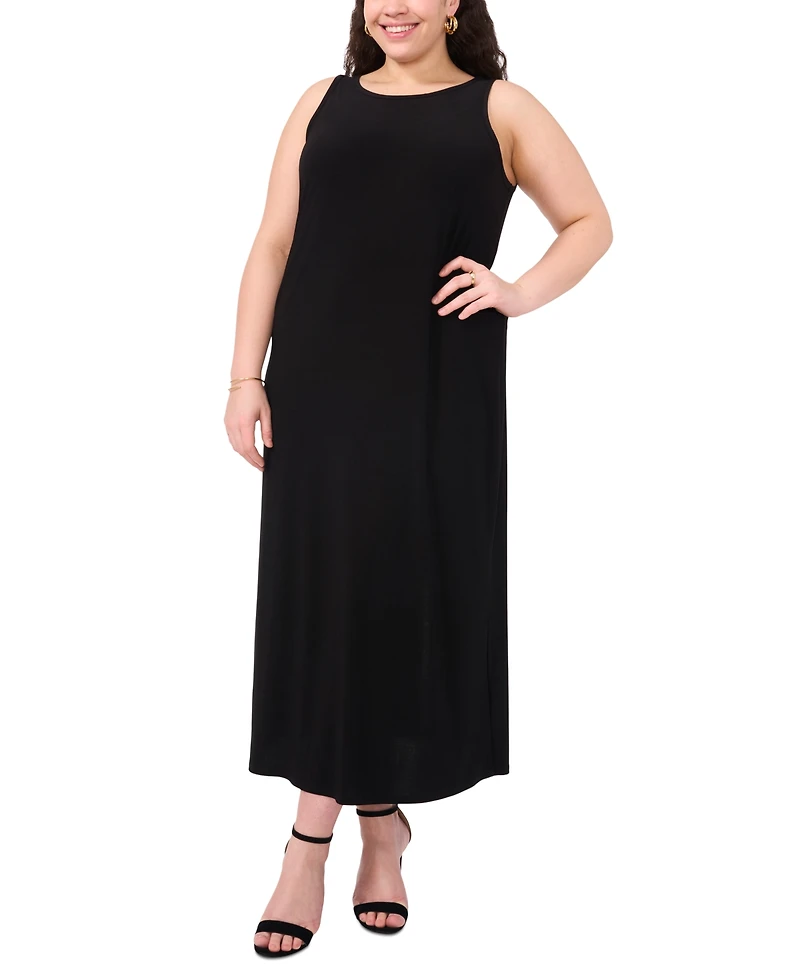 Vince Camuto Plus Size Sleeveless Keyhole-Back Crewneck Maxi Dress