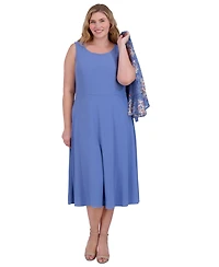 Jessica Howard Plus Size 2-Pc. Floral-Print Lace Jacket & Dress Set
