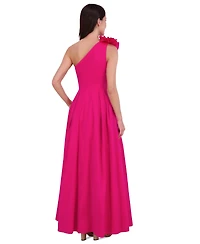 Eliza J Women's Asymmetric Rosette One-Shoulder Gown