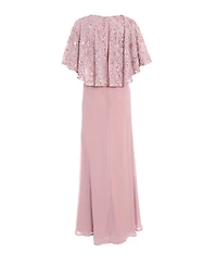 Quiz Women's Sequin Cape Sleeve Maxi Dress