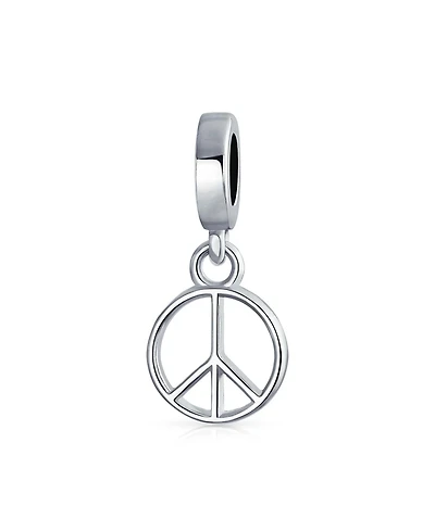 Bling Jewelry Inspirational World Peace Sign Dangle Charm Bead Sterling Silver Bracelets