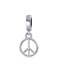 Bling Jewelry Inspirational World Peace Sign Dangle Charm Bead Sterling Silver Bracelets