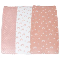 The Peanutshell Changing Pad Cover for Baby Girls, Rainbow Floral Plush Minky