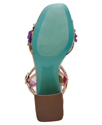 Betsey Johnson Women's Blare Floral Applique Block Heel Sandals