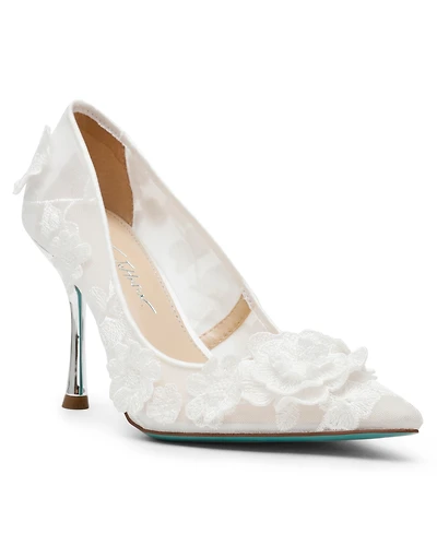 Betsey Johnson Women's Aimey Floral Applique Mesh Pumps