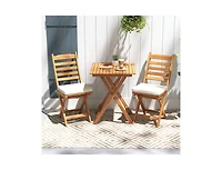 Folding Chair Table Set with Soft Seat Cushions and Table-White