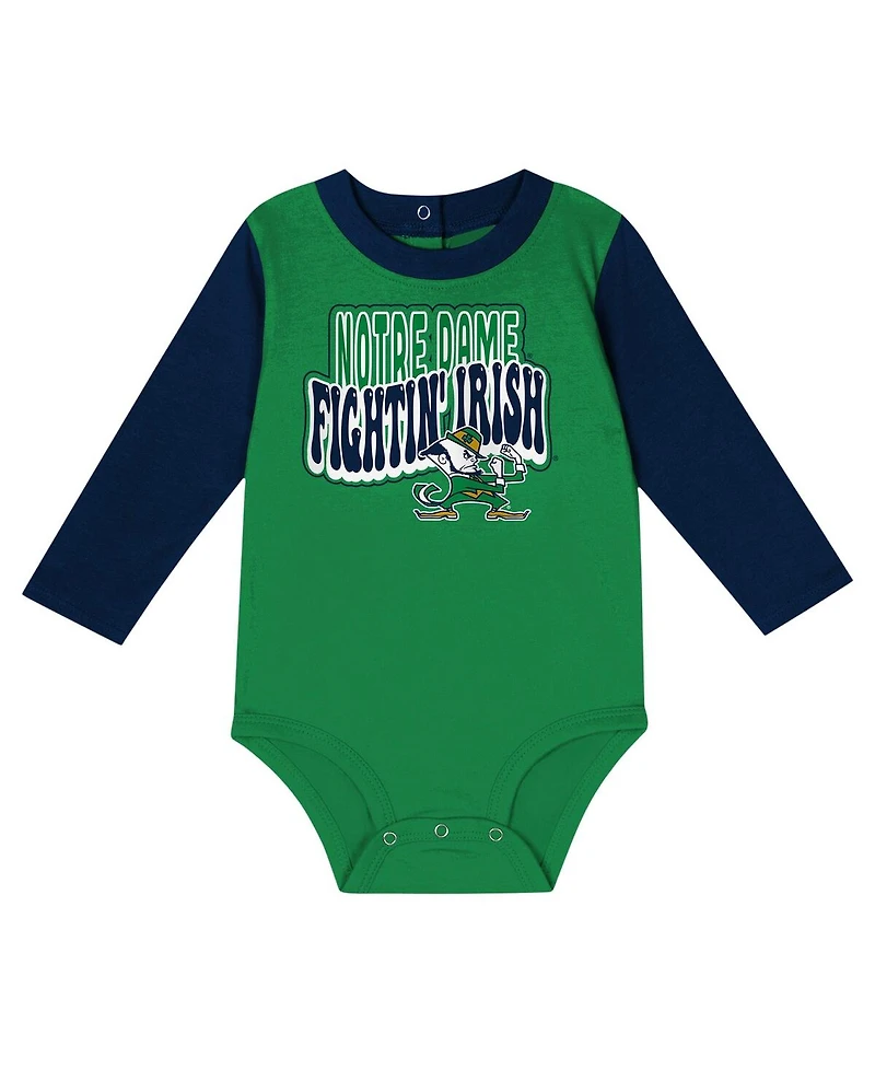 Outerstuff Baby Boys and Girls Navy Notre Dame Fighting Irish Double Up Long Sleeve Bodysuit & Pant Set