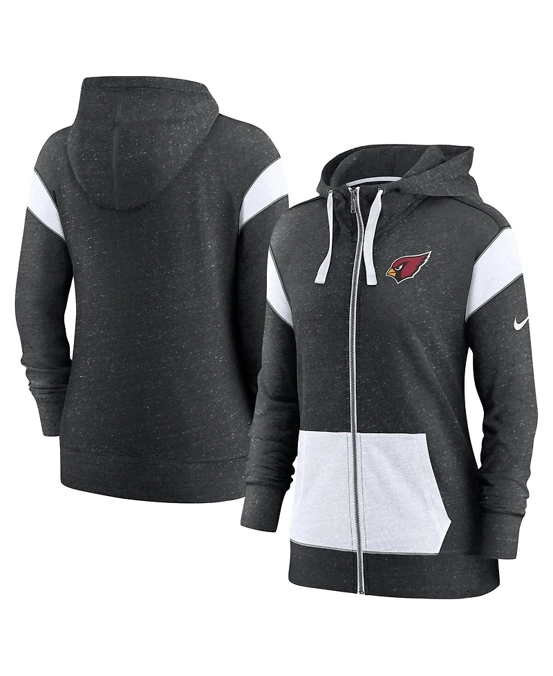 Nike Women's Heather Black/White Arizona Cardinals Monaco Lightweight Full-Zip Hoodie