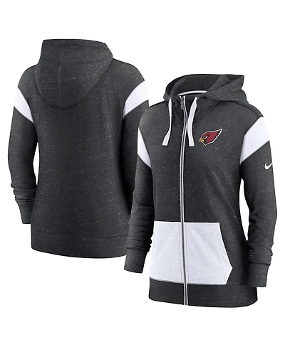 Nike Women's Heather Black/White Arizona Cardinals Monaco Lightweight Full-Zip Hoodie