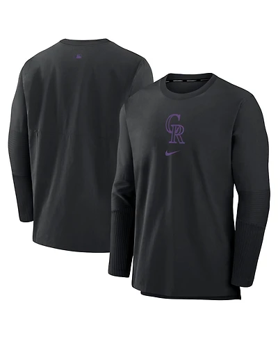 Nike Men's Black Colorado Rockies Authentic Collection Player Performance Pullover Sweatshirt