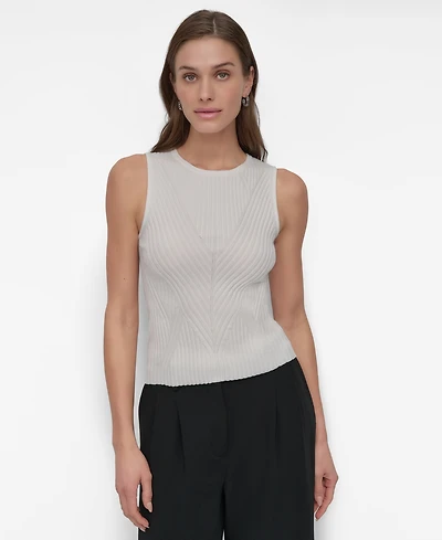 Dkny Women's Ribbed Sleeveless Crewneck Sweater