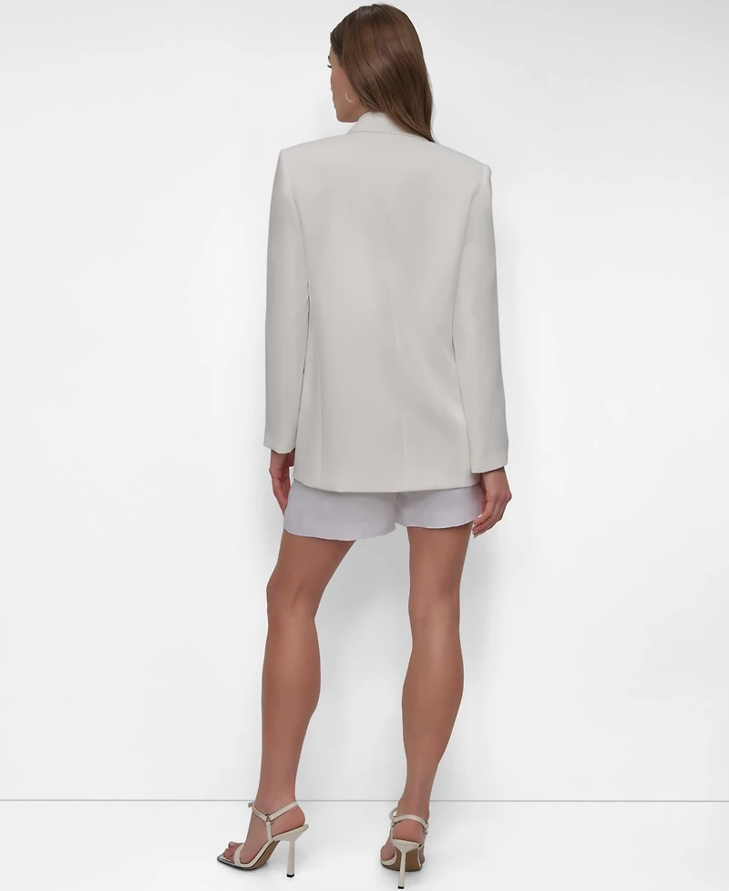 Dkny Women's Notch-Collar One-Button Logo-Patch Blazer