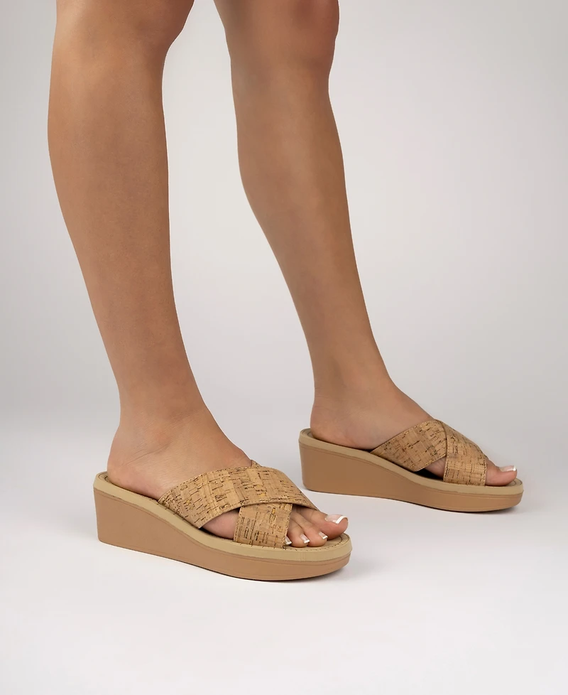 Journee Collection Women's Biara Crisscross Platform Wedge Sandals