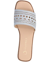 Journee Collection Women's Brodie Perforated Slide Flat Sandals