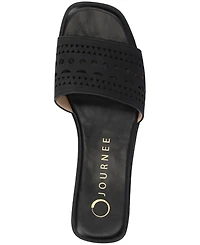 Journee Collection Women's Brodie Perforated Slide Flat Sandals