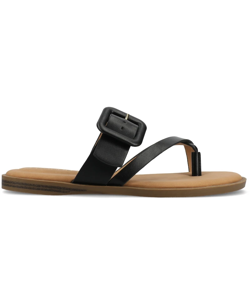 Journee Collection Women's Layra Strappy Buckle Flat Sandals