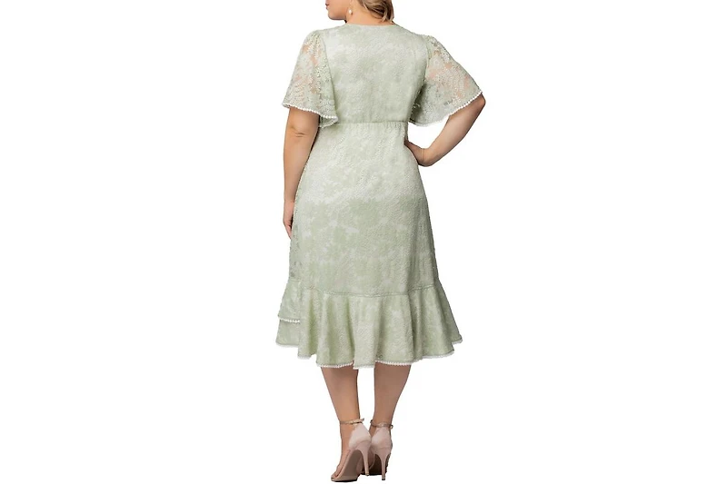 Kiyonna Plus Palermo Lace Faux Wrap Cocktail Dress