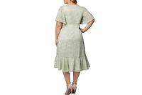 Kiyonna Plus Palermo Lace Faux Wrap Cocktail Dress