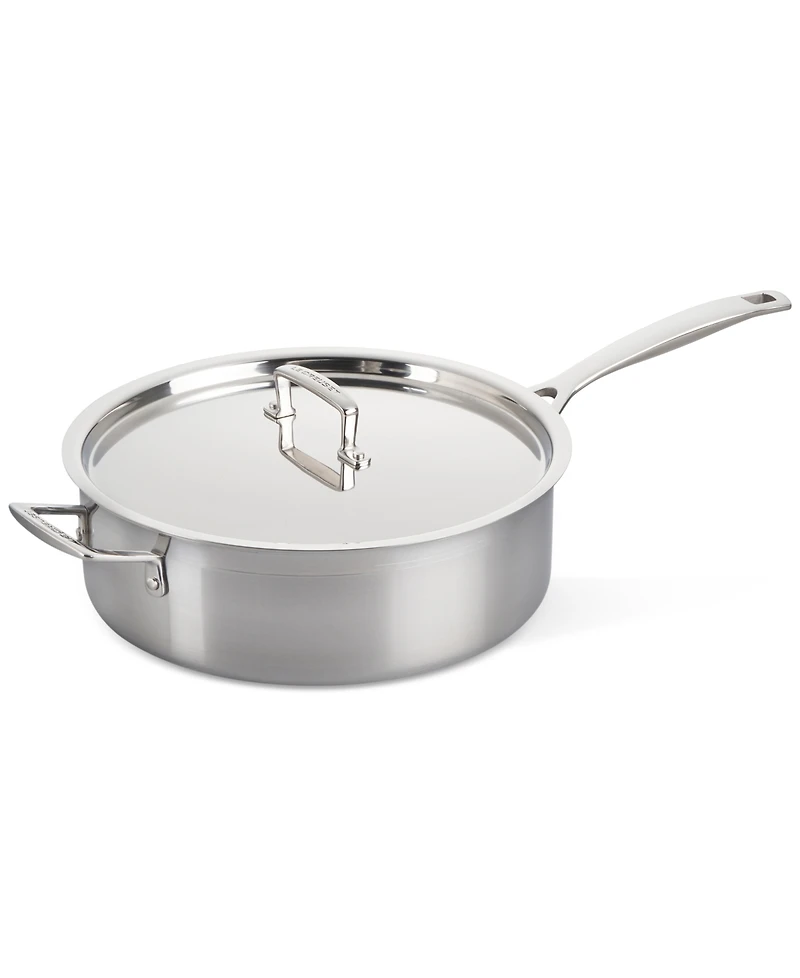 Le Creuset Classic Stainless Steel Round Saute Pan with Lid, 6 Qt.