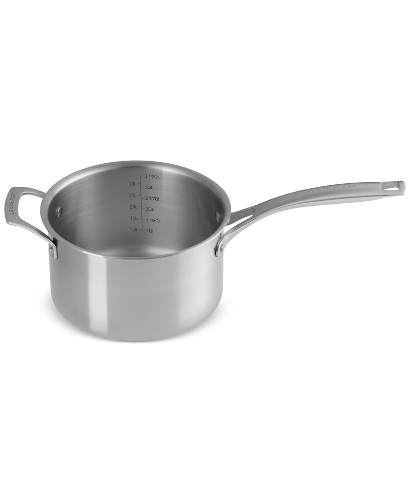 Le Creuset Essential Stainless Steel Round Saucepan with Lid, 4 Qt.