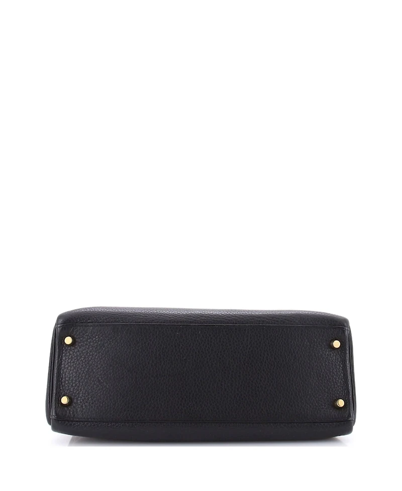 Pre-Owned HERMES Kelly 32 Handbag Black Clemence with Gold Hardware