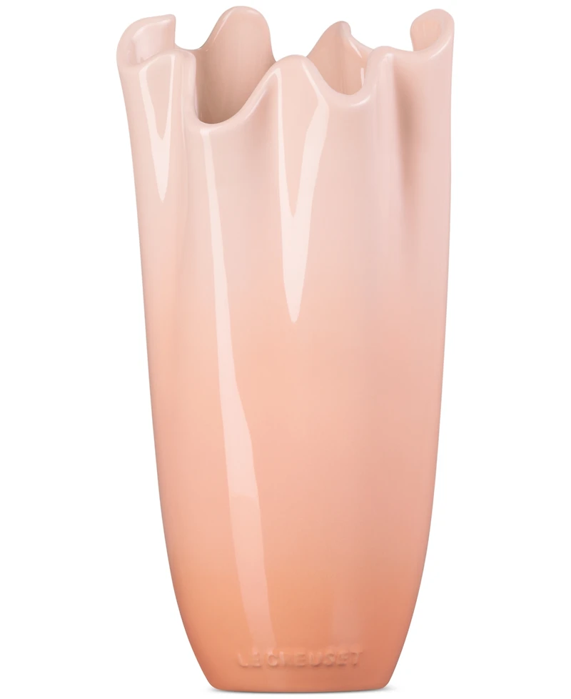 Le Creuset Stoneware Iris Collection Ruffle Vase, 12"H