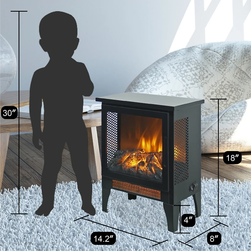 Streamdale Freestanding Electric Fireplace Heater, 15" with 3D Flame