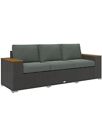 Outsunny 3-Seater Outdoor Sofa w/ Thick Cushions, Patio Couch,