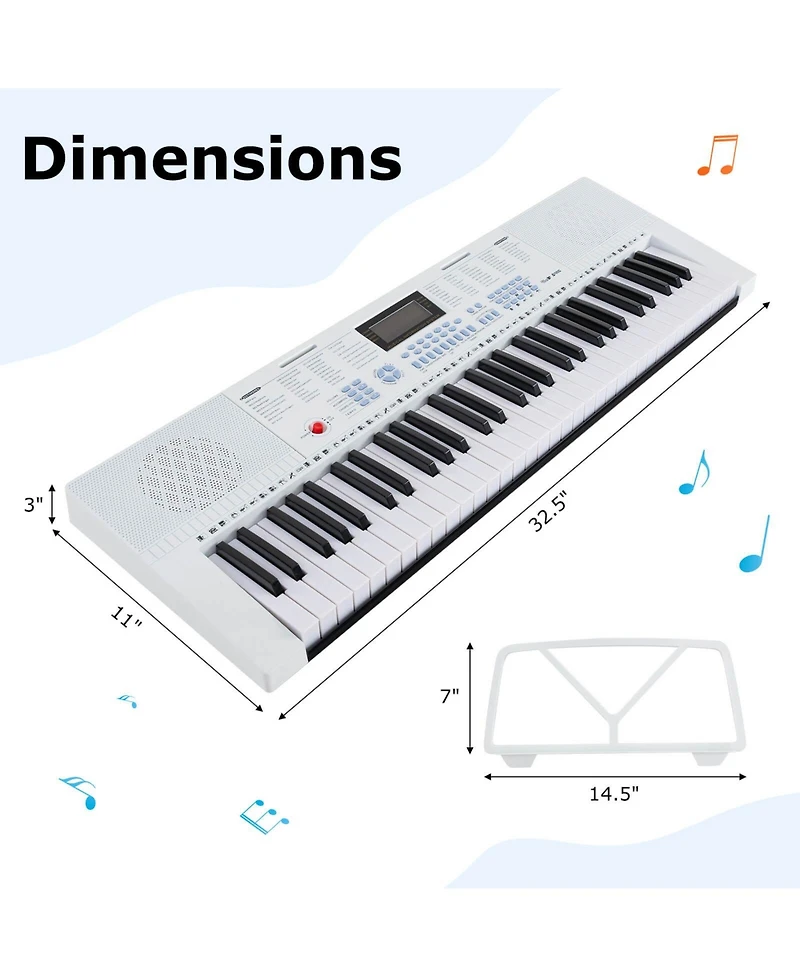 61-Key Electronic Keyboard Piano with 350 Rhythms 350 Timbres 50 Demo Songs