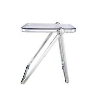 Rectangular Folding Side Table in Chrome Finish with Plastic Tabletop