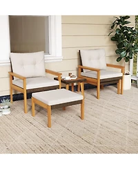 5 Piece Rattan Furniture Set with Square Coffee Table
