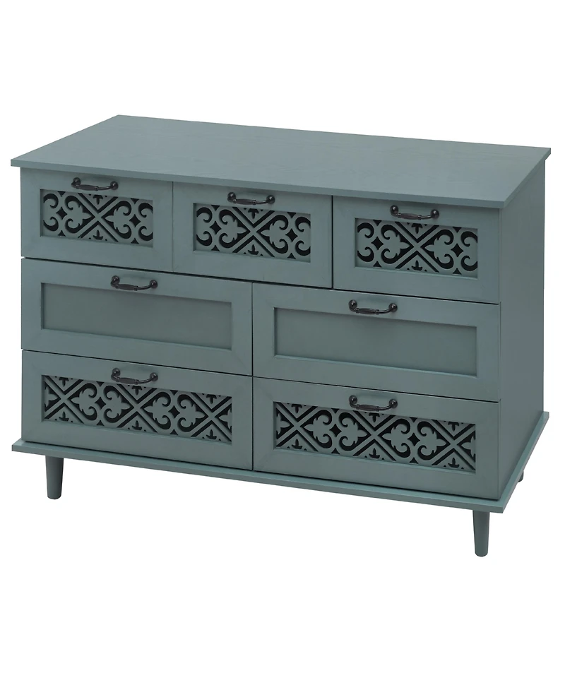 Vintage 7 Drawer Storage Cabinet Sideboard Buffet Cabinet Entryway Cabinet with Drawers Accent Storage Cabinet for Living Room Bedroom